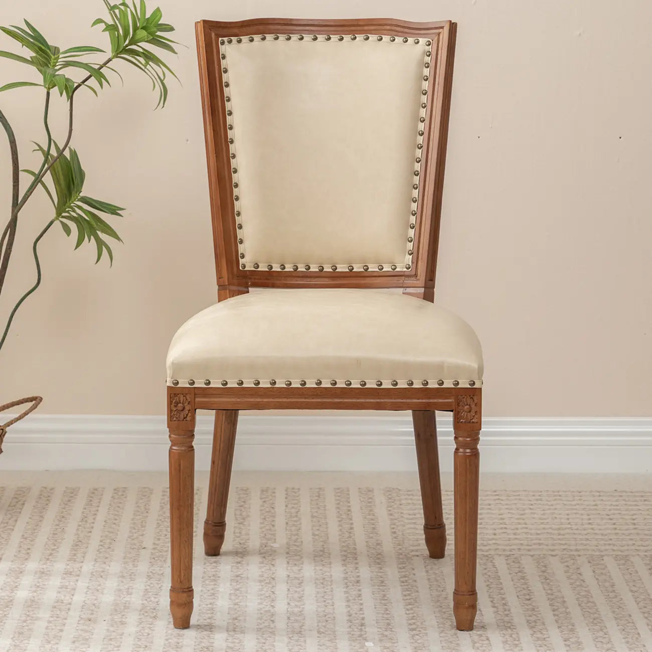 Chaises de salle à manger en bois massif sans accoudoirs, dossier plein, style moderne du milieu du siècle