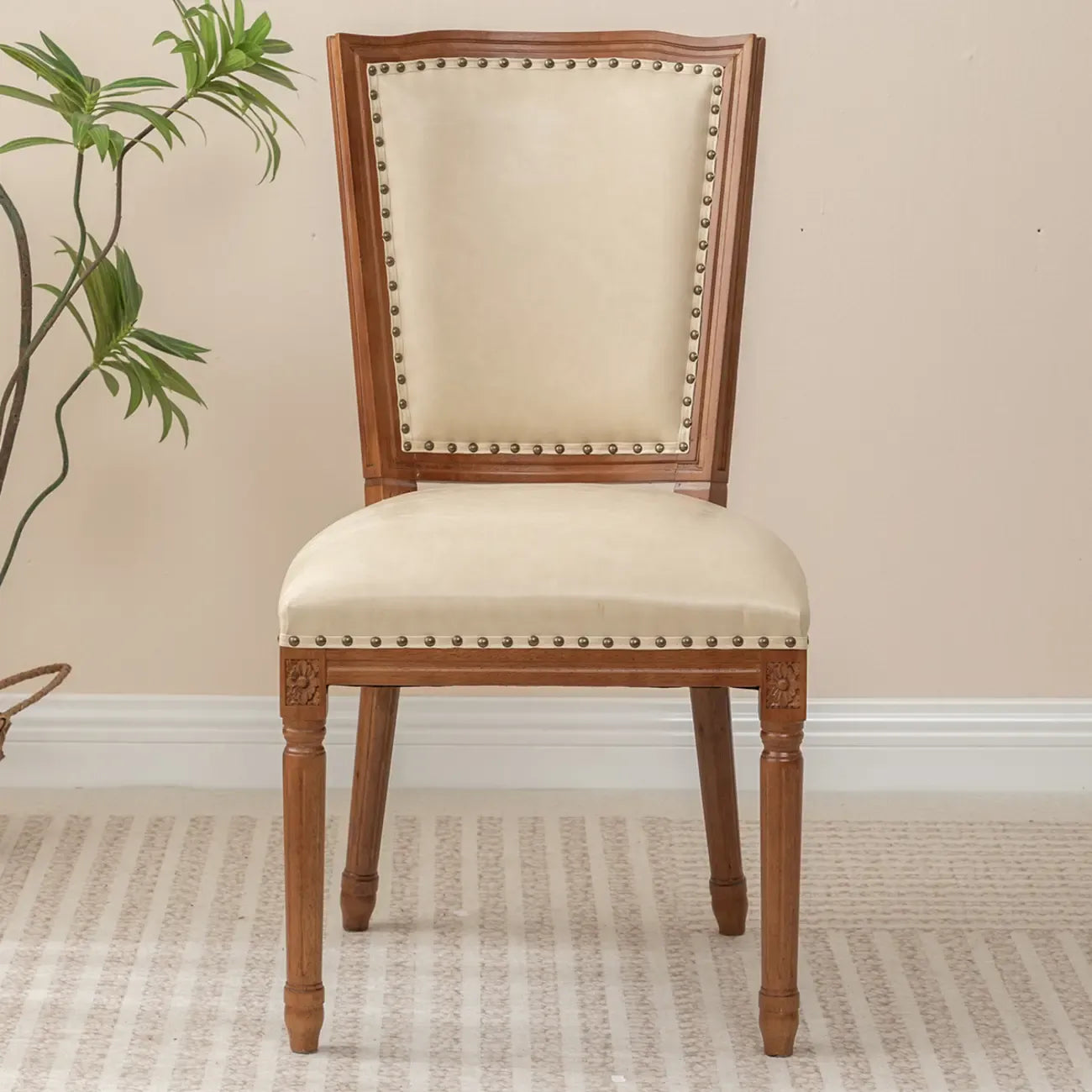 Chaises de salle à manger en bois massif sans accoudoirs, dossier plein, style moderne du milieu du siècle