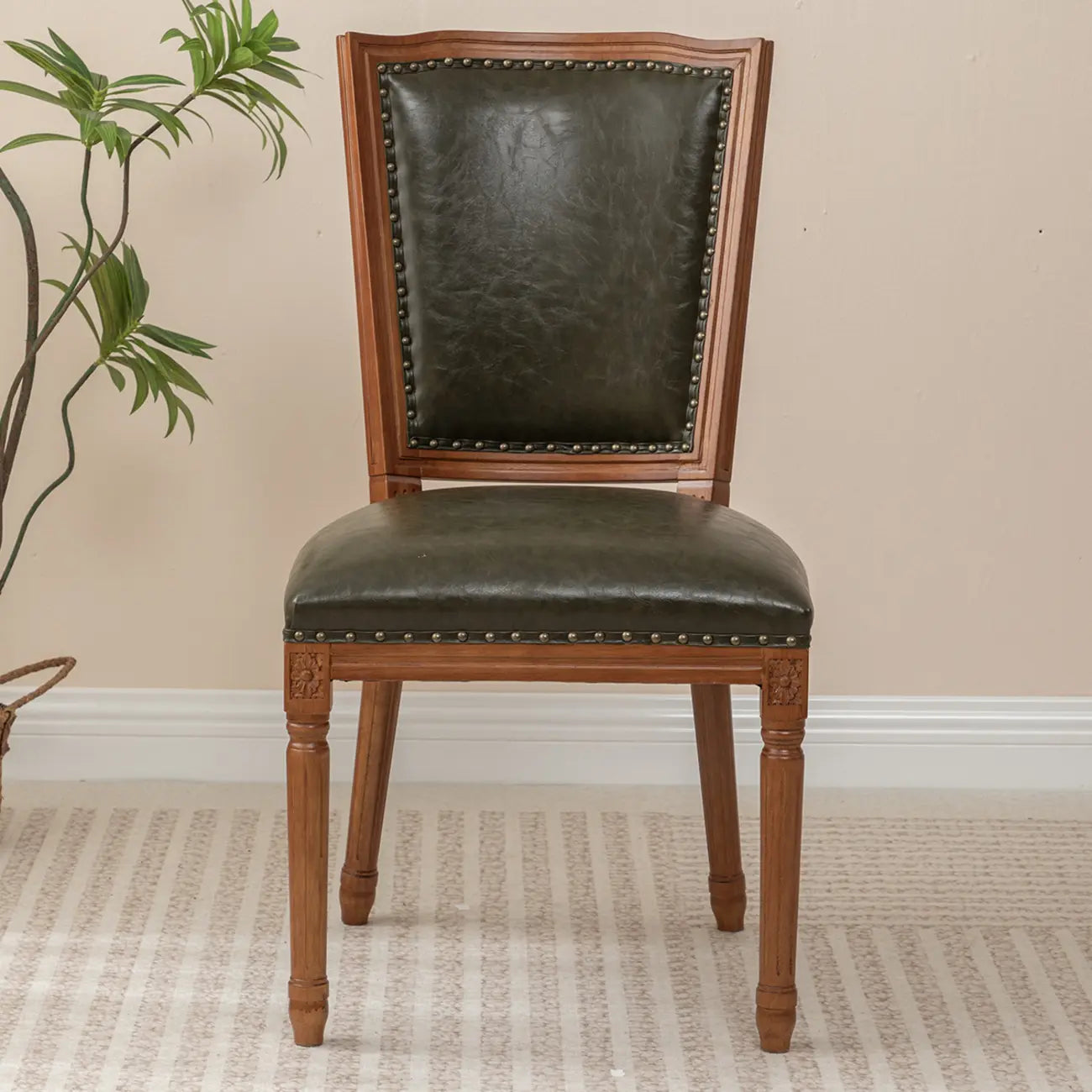 Chaises de salle à manger en bois massif sans accoudoirs, dossier plein, style moderne du milieu du siècle