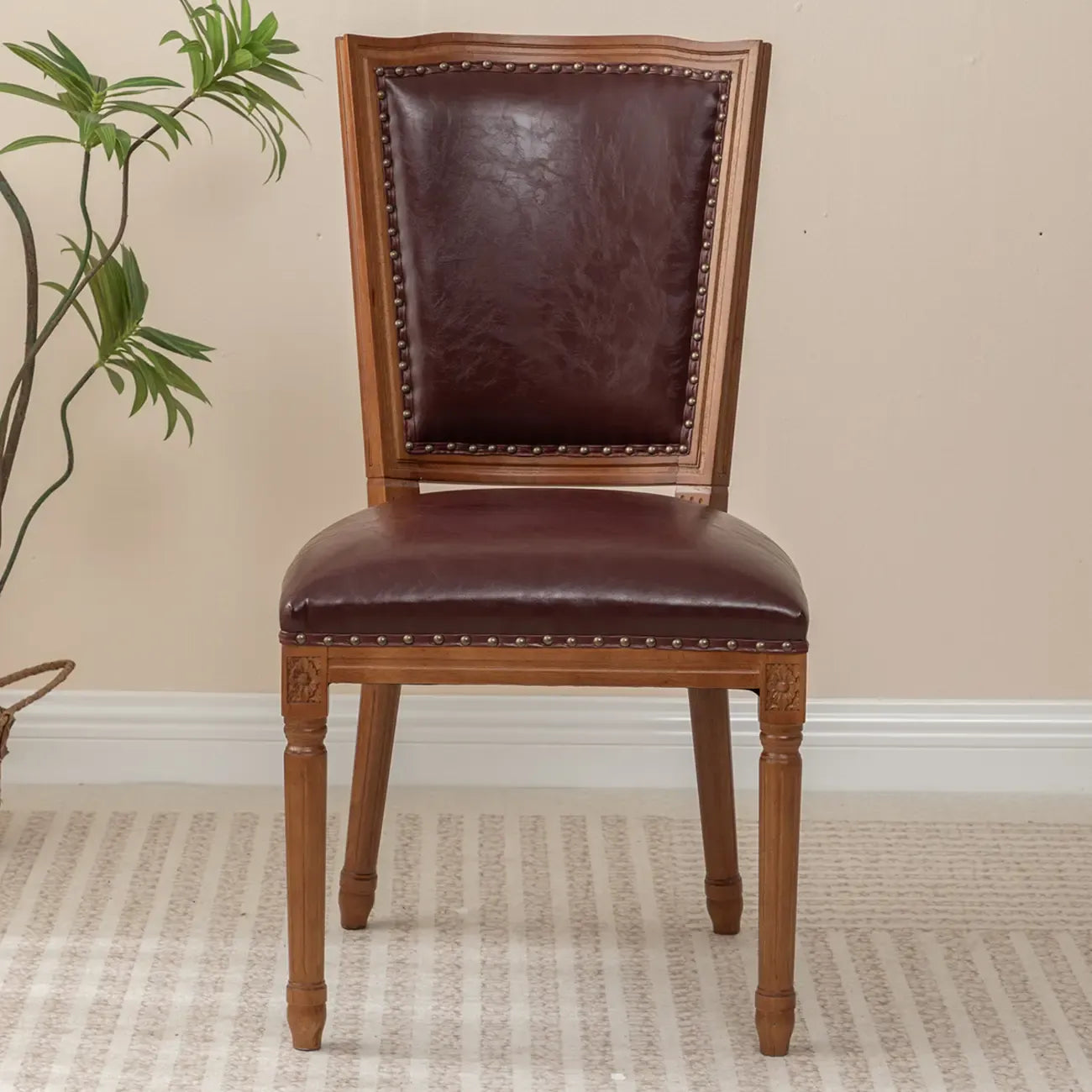 Chaises de salle à manger en bois massif sans accoudoirs, dossier plein, style moderne du milieu du siècle