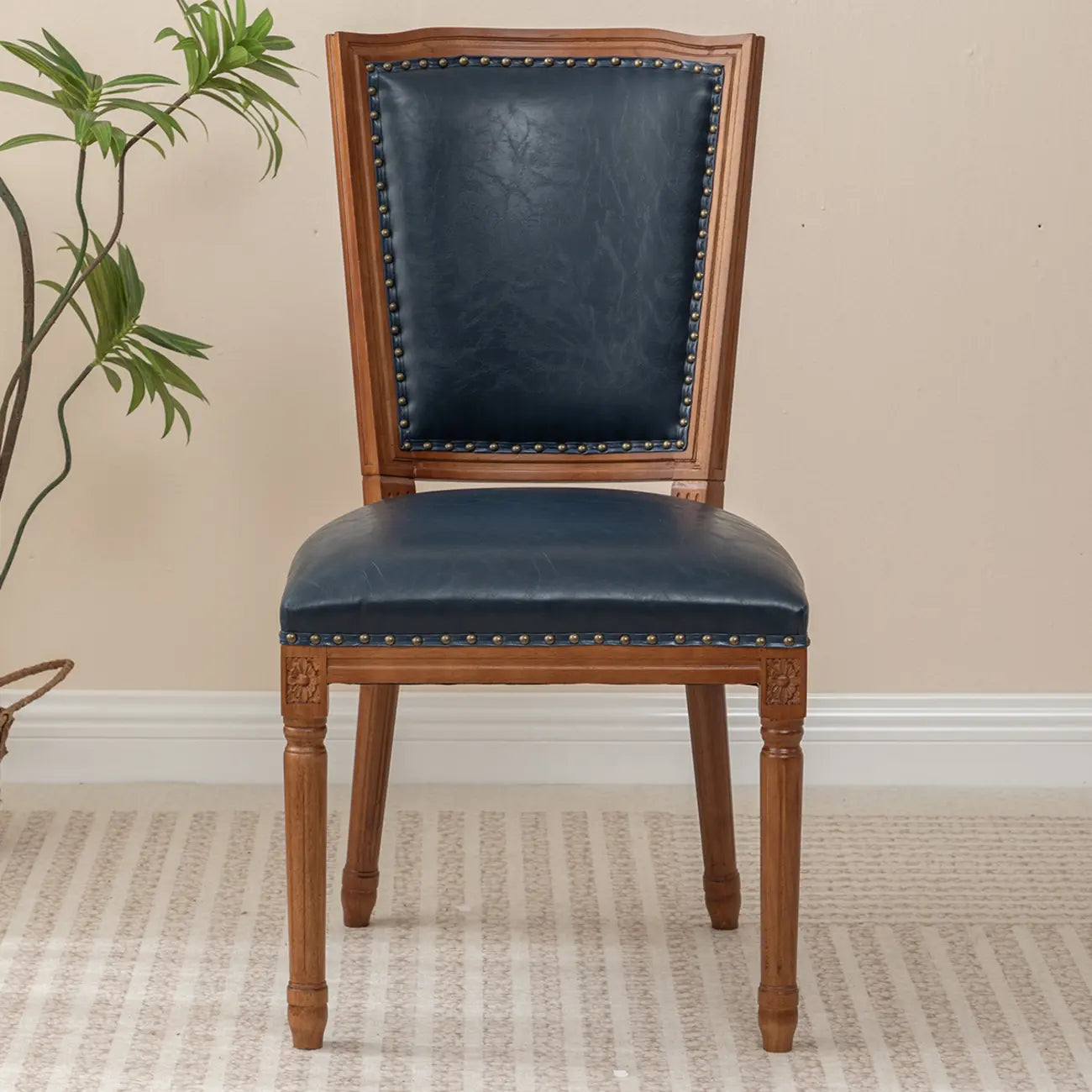 Chaises de salle à manger en bois massif sans accoudoirs, dossier plein, style moderne du milieu du siècle