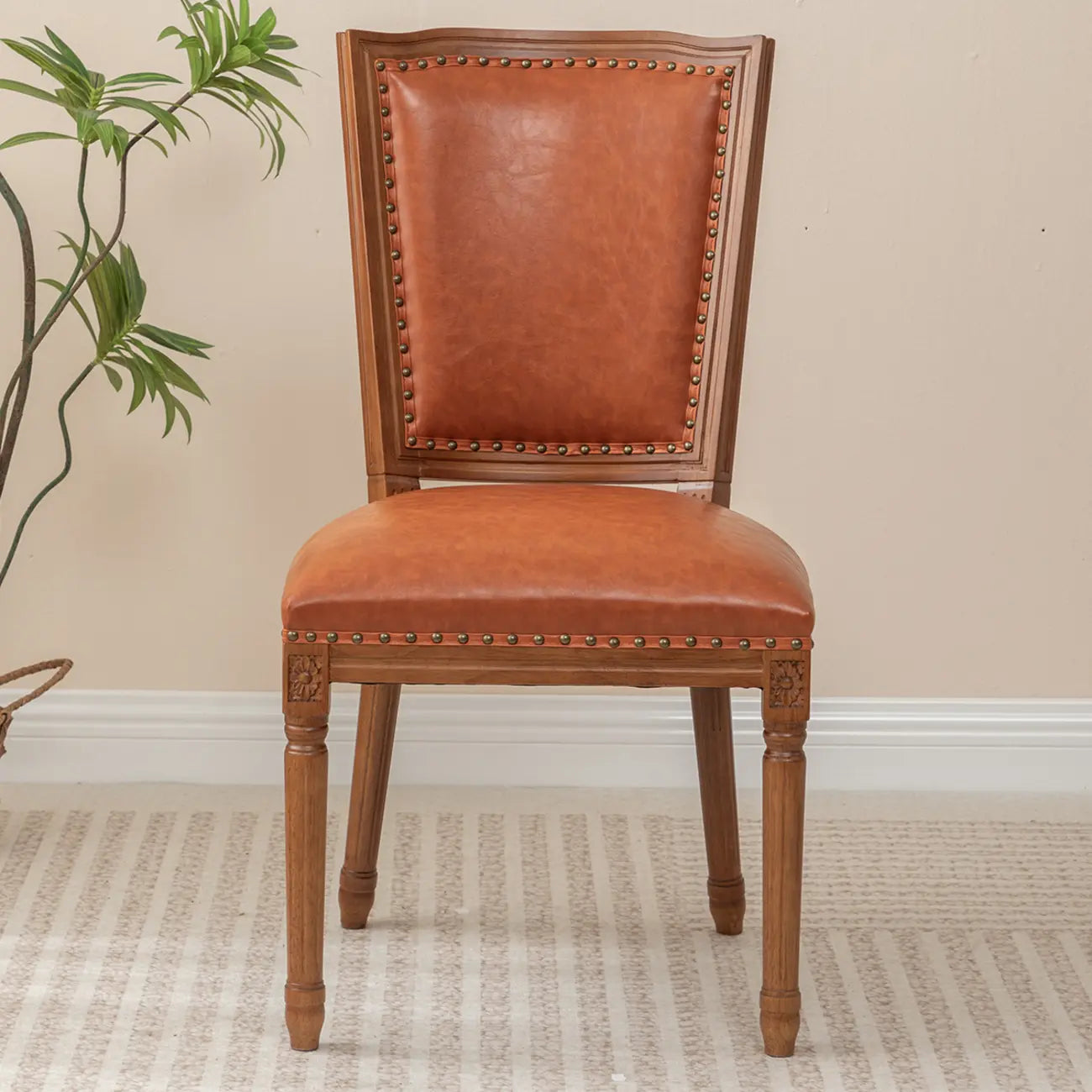 Chaises de salle à manger en bois massif sans accoudoirs, dossier plein, style moderne du milieu du siècle