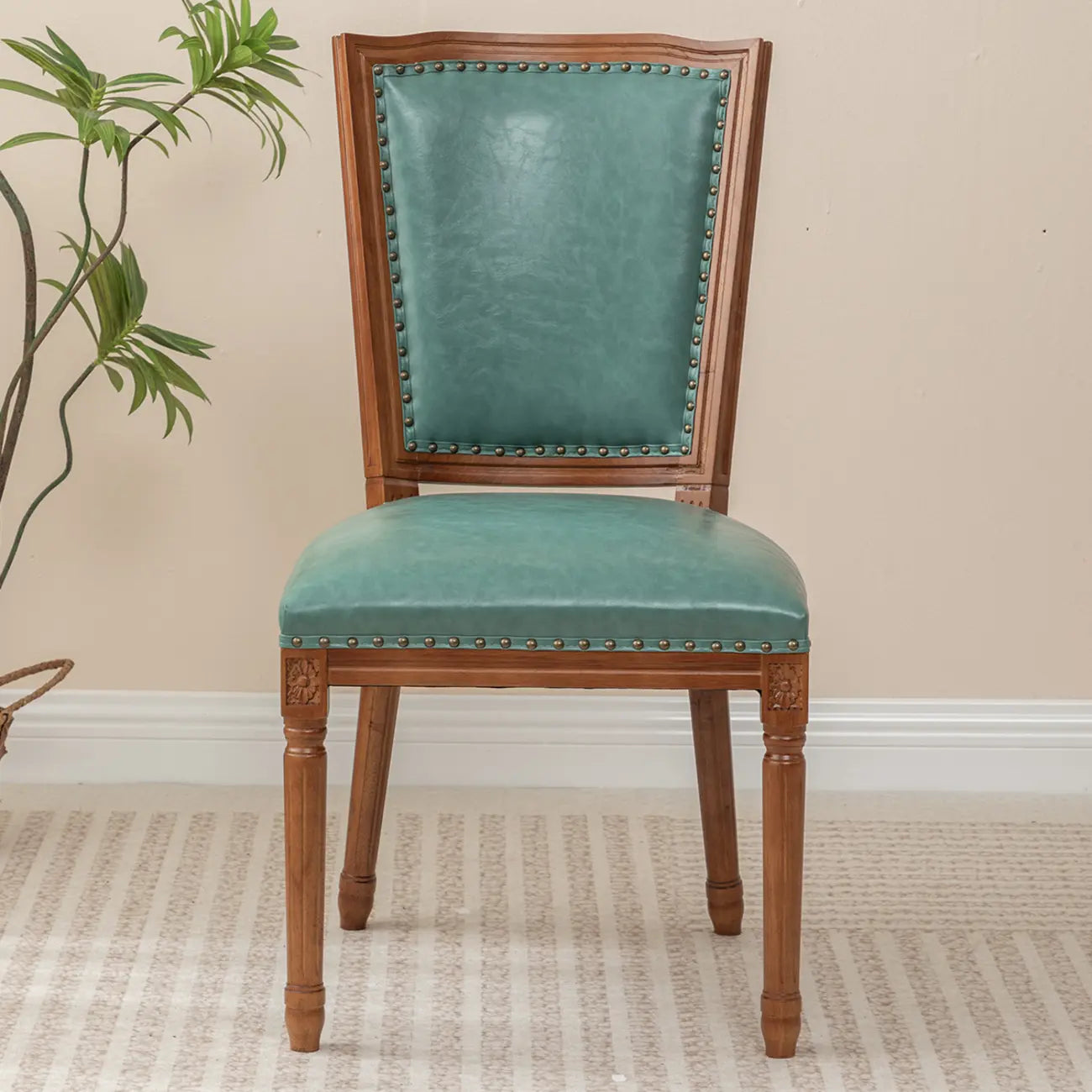 Chaises de salle à manger en bois massif sans accoudoirs, dossier plein, style moderne du milieu du siècle