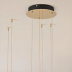 Lustre moderne avec anneau de cristal circulaire doré