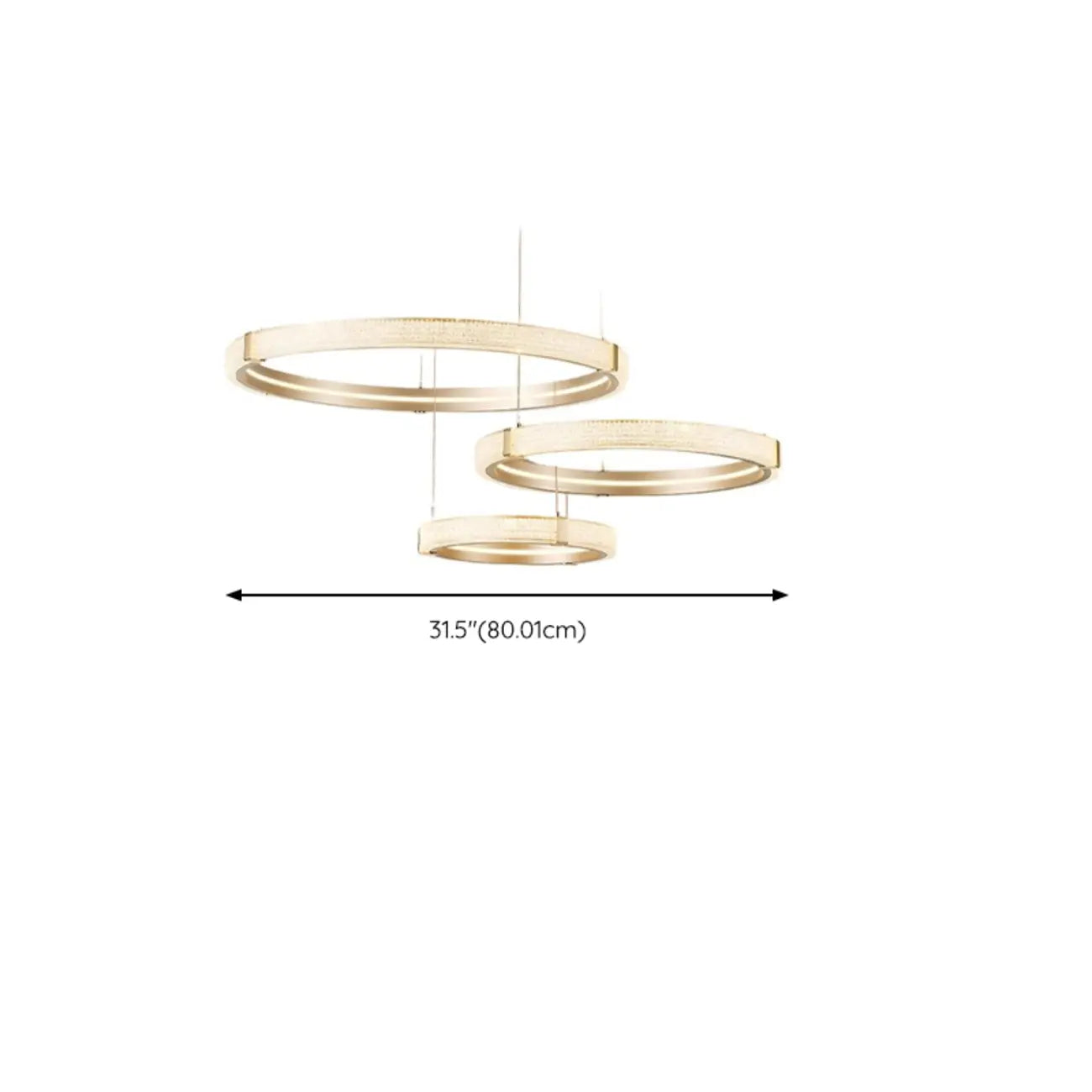 Lustre moderne avec anneau de cristal circulaire doré