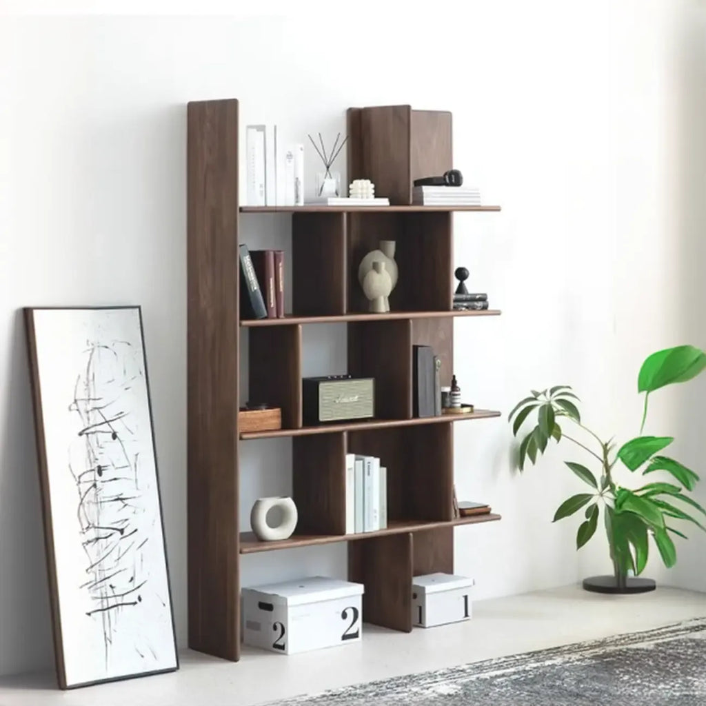 75 Scaffale verticale alto in legno, stile minimalista, con schienale aperto