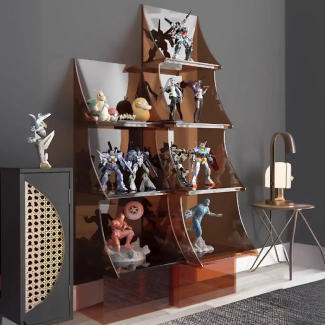 Bibliothèque verticale élégante en acrylique artistique