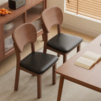Chaise de salle à manger rembourrée de style vintage en bois noir avec assise confortable