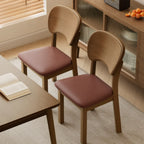 Chaise de salle à manger rembourrée de style vintage en bois noir avec assise confortable