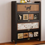 Bibliothèque élégante en bois noir avec fond fermé