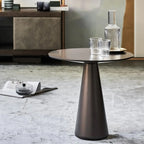 Table d'appoint moderne ronde en métal marron avec pied central