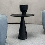 Table d'appoint moderne ronde en métal marron avec pied central