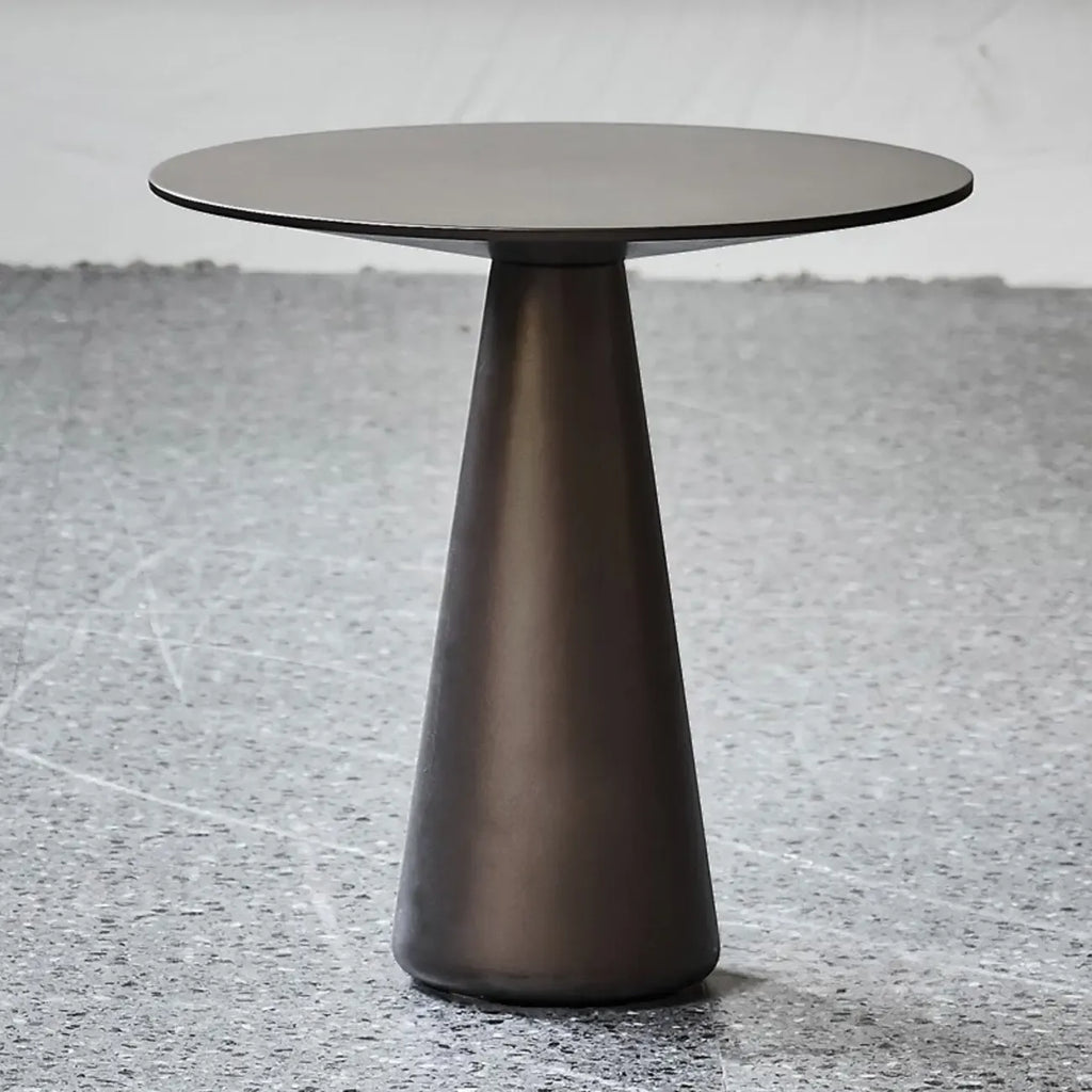 Table d'appoint moderne ronde en métal marron avec pied central