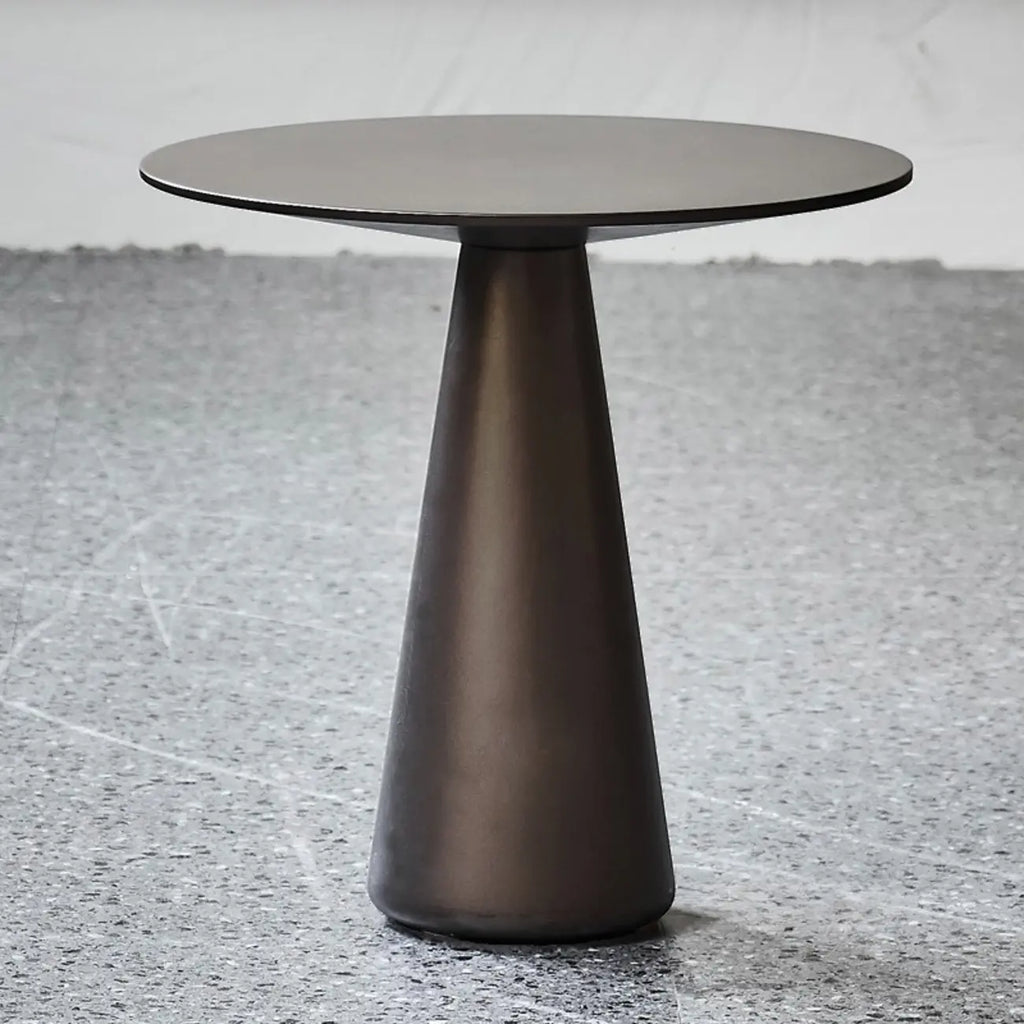Table d'appoint moderne ronde en métal marron avec pied central