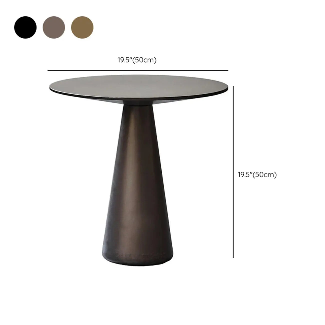 Table d'appoint moderne ronde en métal marron avec pied central