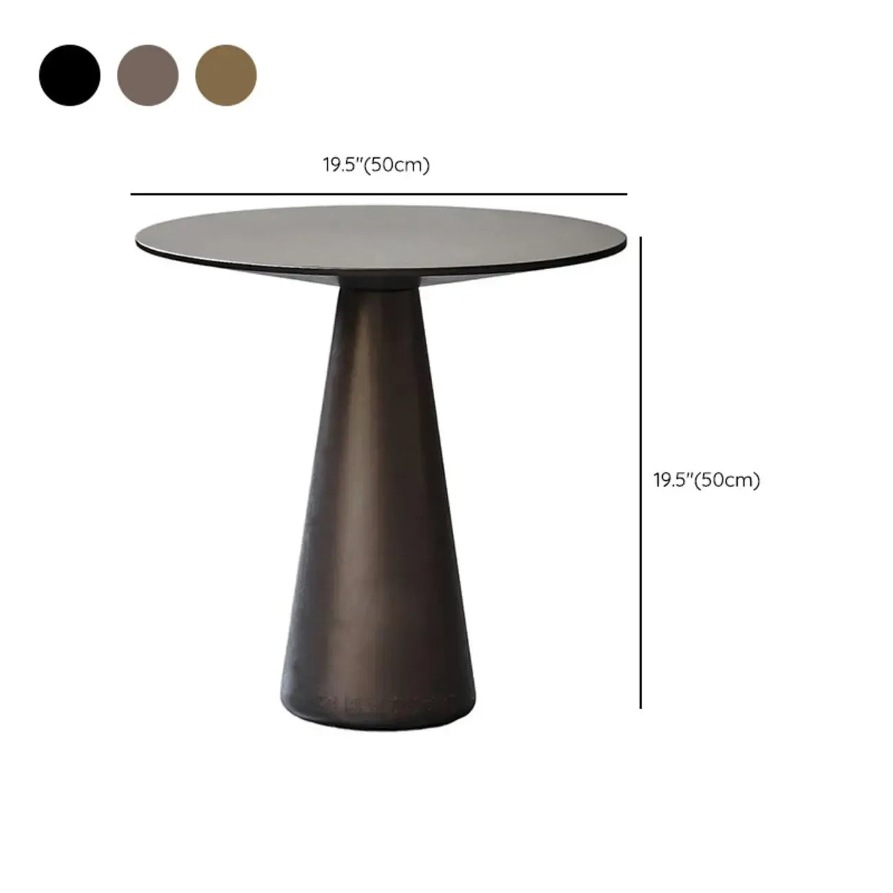 Table d'appoint moderne ronde en métal marron avec pied central