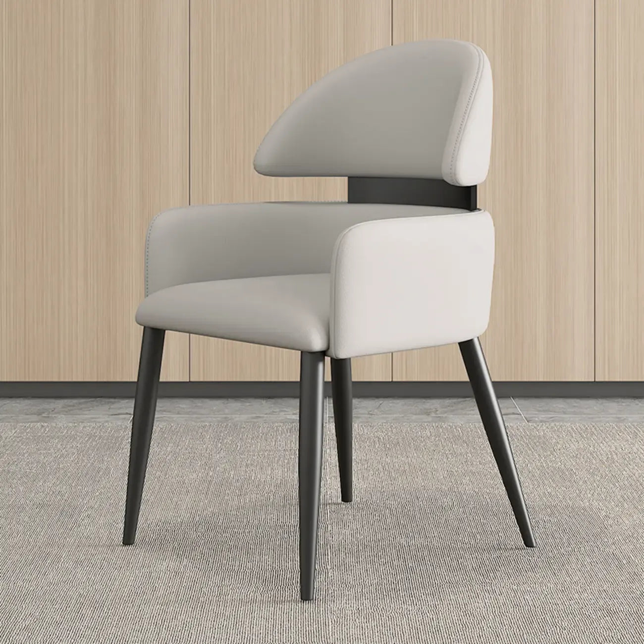 Chaises de salle à manger en cuir marron à dossier incurvé anti-griffures de chat