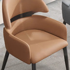Chaises de salle à manger en cuir marron à dossier incurvé anti-griffures de chat