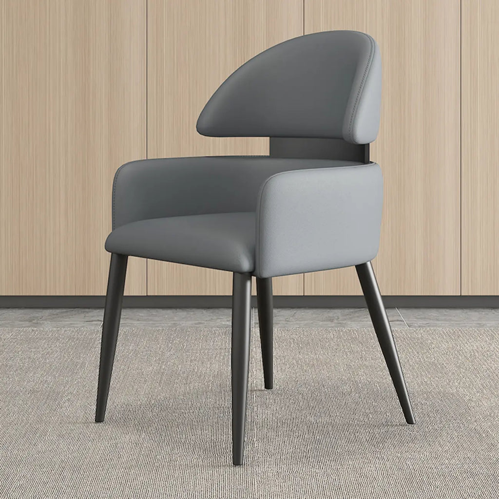 Chaises de salle à manger en cuir marron à dossier incurvé anti-griffures de chat