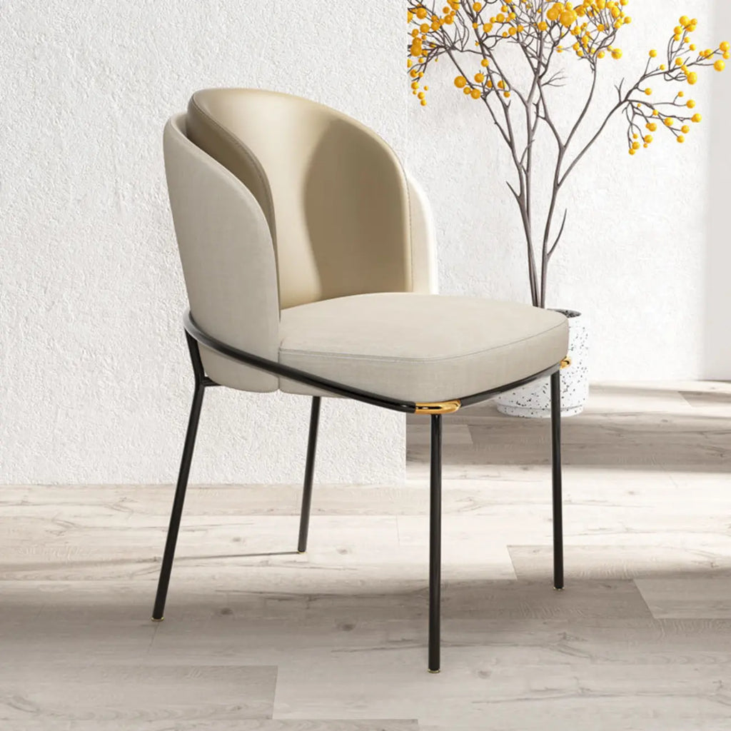 Chaise de salle à manger rembourrée à dossier incurvé et motif pied-de-poule