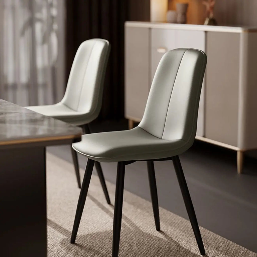 Chaises de salle à manger contemporaines à dossier mi-haut avec pieds en métal