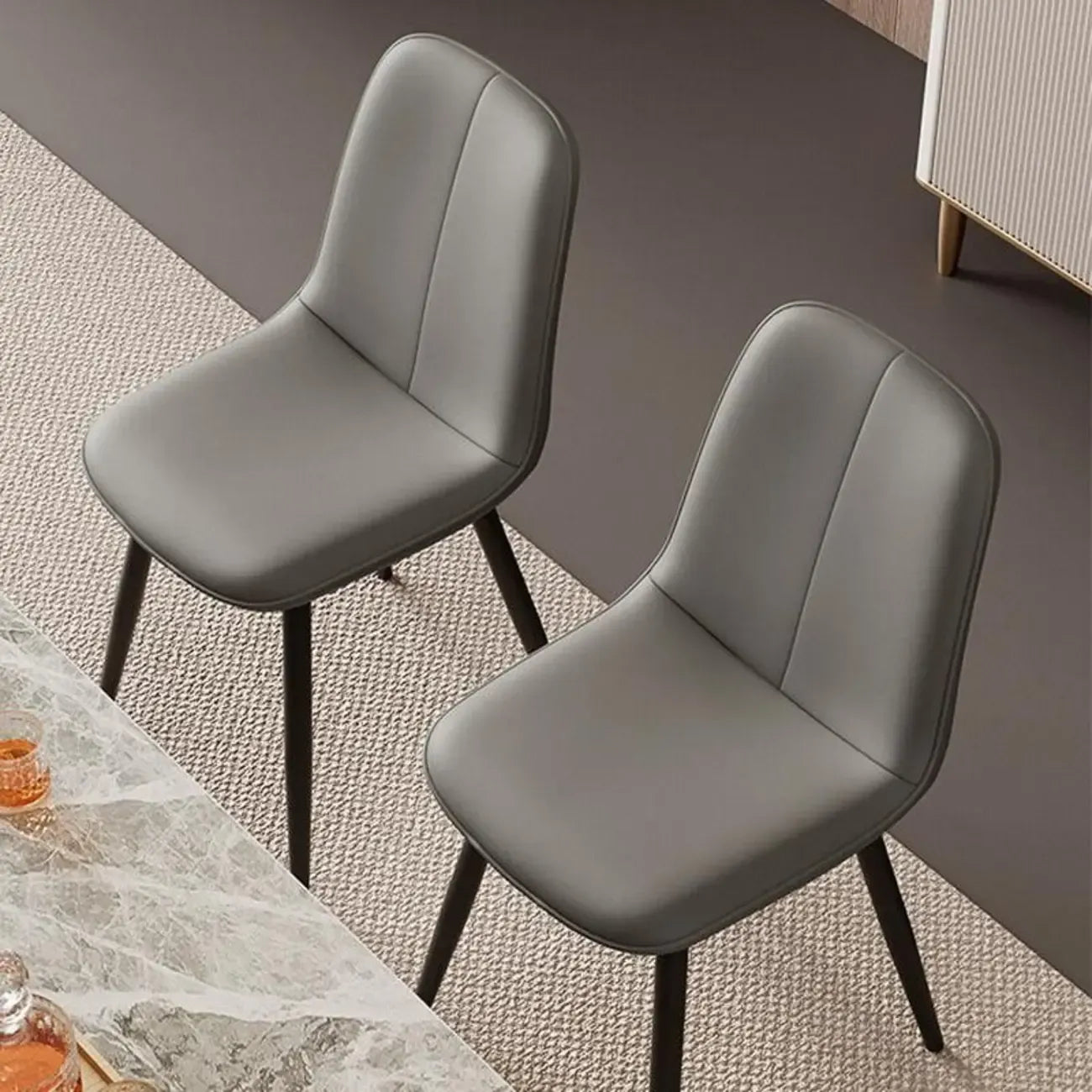 Chaises de salle à manger contemporaines à dossier mi-haut avec pieds en métal