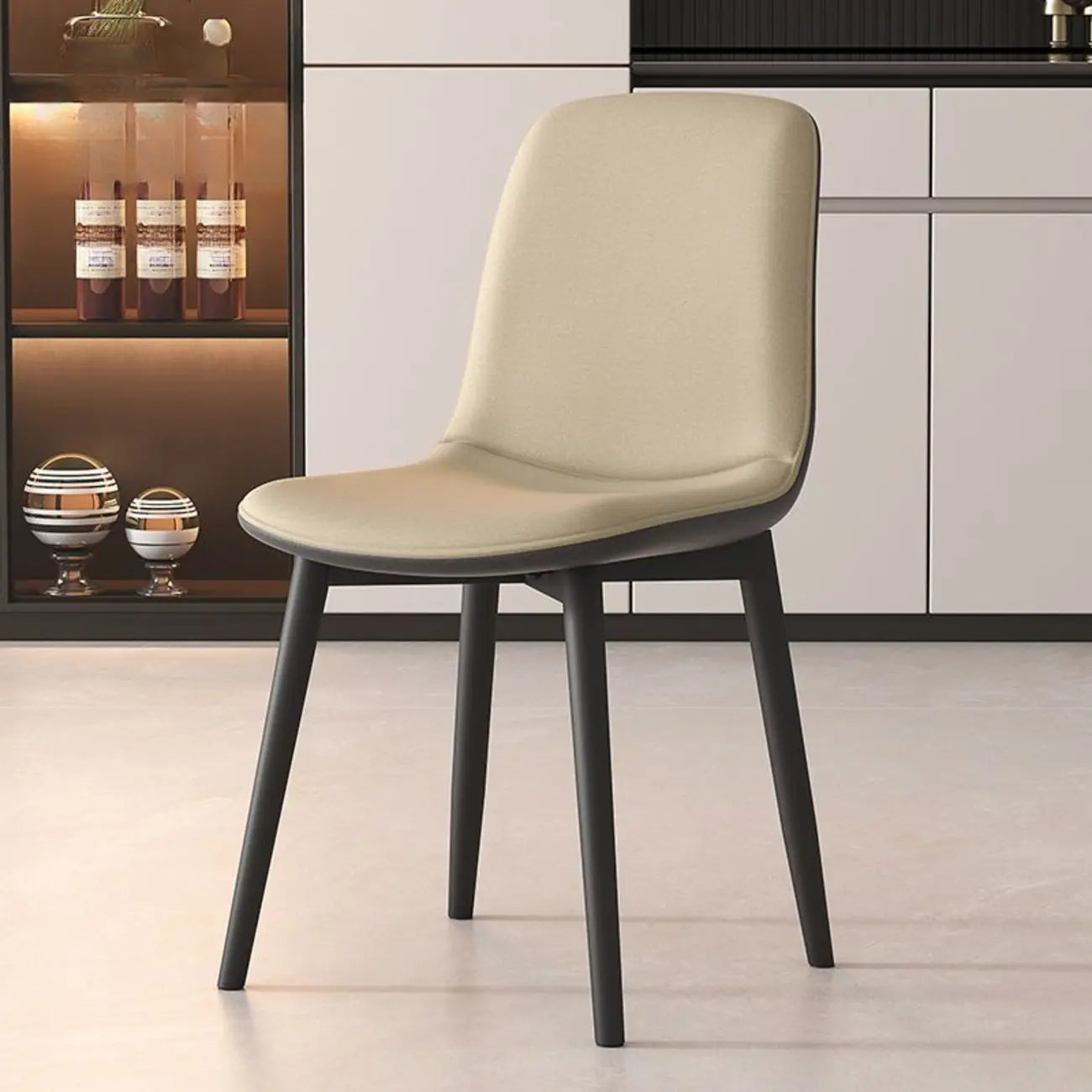 Chaises de salle à manger contemporaines à dossier mi-haut avec pieds en métal