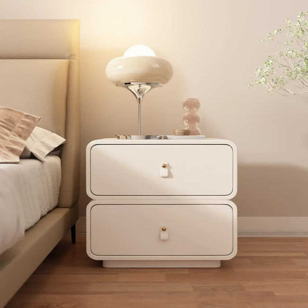 Table de chevet moderne à 2 tiroirs en similicuir