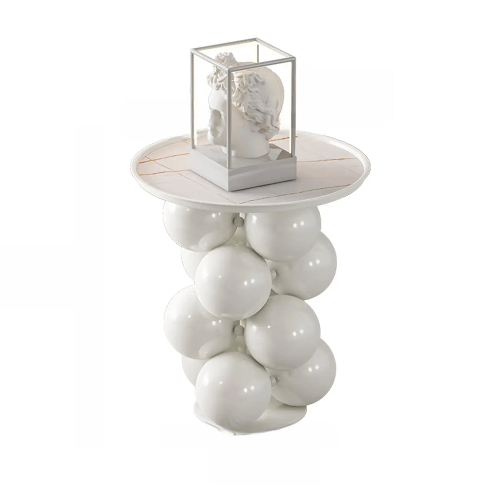 Table d'appoint moderne et artistique sur piédestal en métal avec plateau en pierre