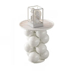 Table d'appoint moderne et artistique sur piédestal en métal avec plateau en pierre