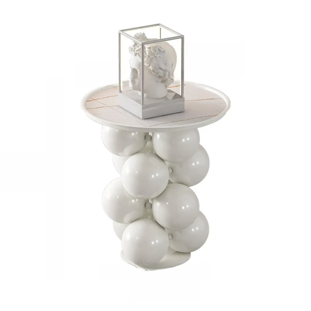 Table d'appoint moderne et artistique sur piédestal en métal avec plateau en pierre