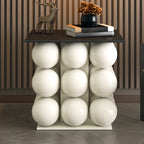 Table d'appoint moderne et artistique sur piédestal en métal avec plateau en pierre