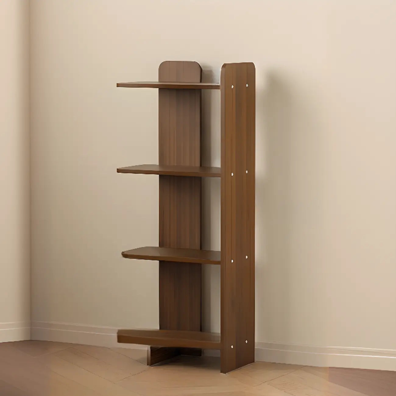 Bibliothèque verticale contemporaine en bois à 4 niveaux et dos ouvert