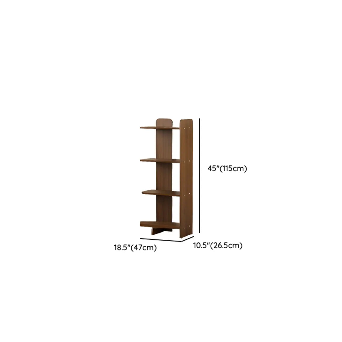 Bibliothèque verticale contemporaine en bois à 4 niveaux et dos ouvert