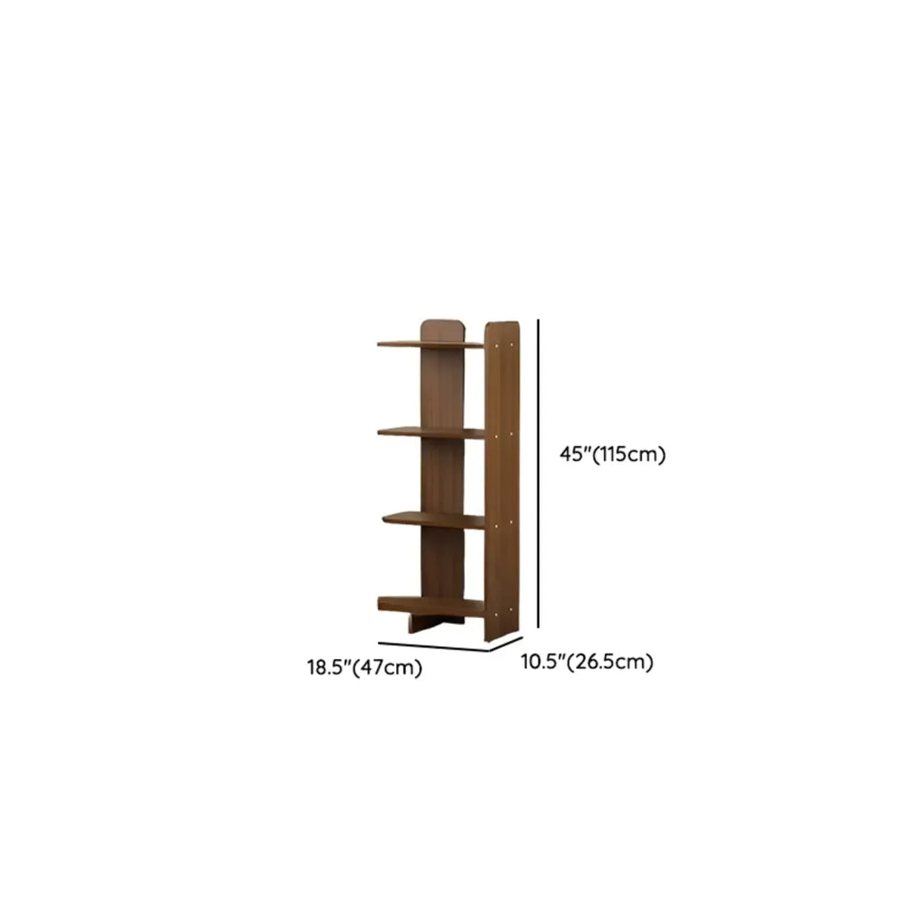 Bibliothèque verticale contemporaine en bois à 4 niveaux et dos ouvert
