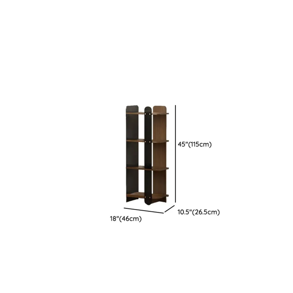 Bibliothèque verticale contemporaine en bois à 4 niveaux et dos ouvert