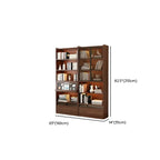 Bibliothèque verticale haute en bois brun de style milieu du siècle avec tiroirs