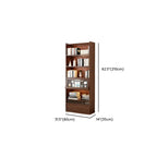 Bibliothèque verticale haute en bois brun de style milieu du siècle avec tiroirs