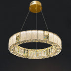 Lustre moderne linéaire en cristal circulaire doré