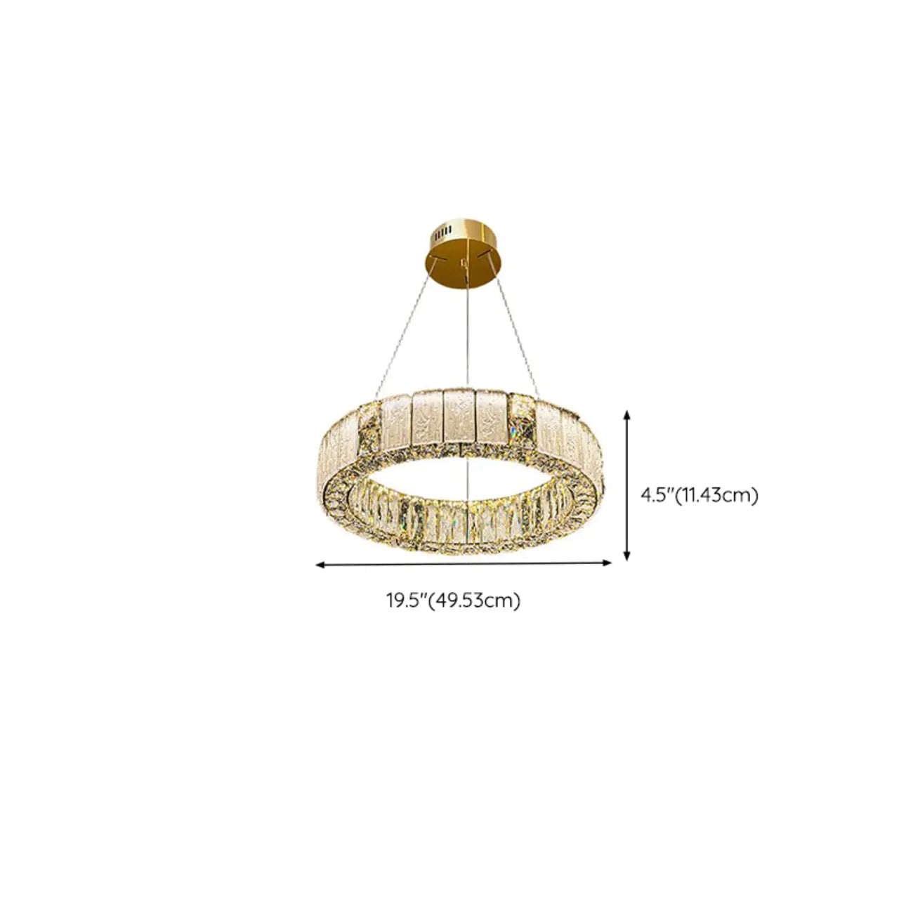 Lustre moderne linéaire en cristal circulaire doré