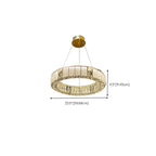 Lustre moderne linéaire en cristal circulaire doré