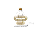 Lustre moderne linéaire en cristal circulaire doré