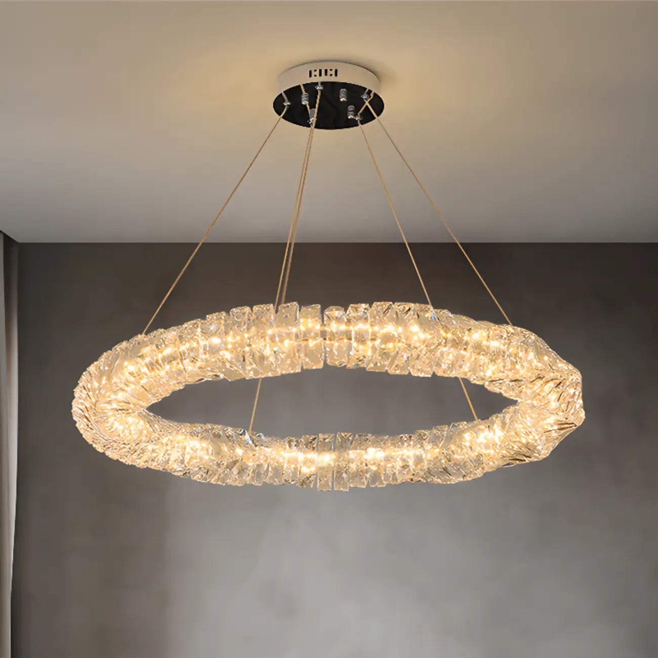 Lustre linéaire moderne en verre et cristal doré