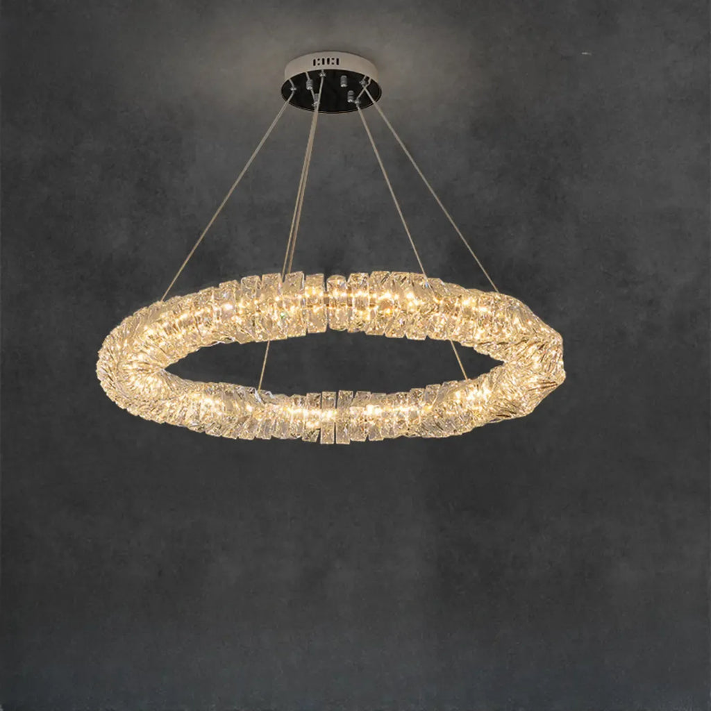 Lustre linéaire moderne en verre et cristal doré