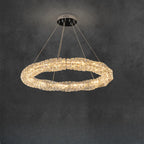 Lustre linéaire moderne en verre et cristal doré