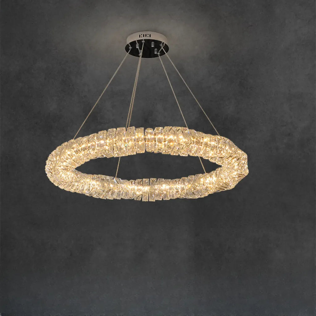 Lustre linéaire moderne en verre et cristal doré