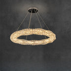 Lustre linéaire moderne en verre et cristal doré