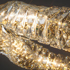 Lustre linéaire moderne en verre et cristal doré