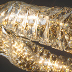 Lustre linéaire moderne en verre et cristal doré