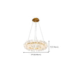 Lustre circulaire en cristal doré, design moderne.